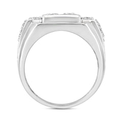 MEN'S RING 2 3/4CT ROUND/PRINCESS DIAMOND 14K WHITE GOLD