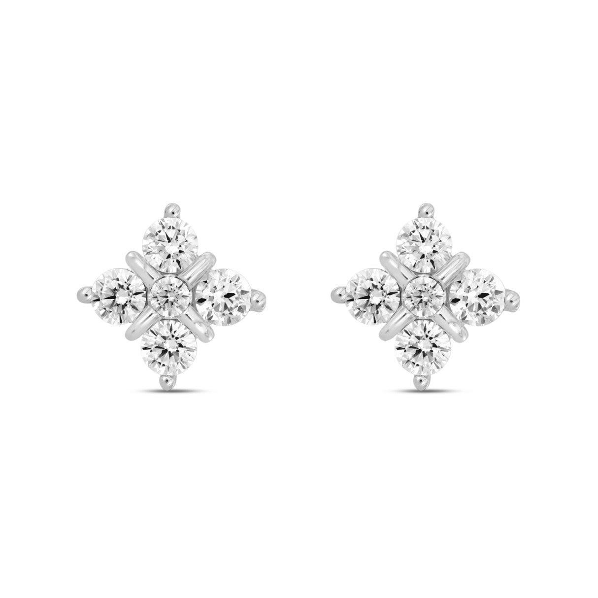 14K WHITE GOLD 1 1/2CT ROUND DIAMOND LADIES EARRINGS 