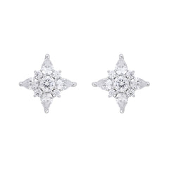 14K WHITE GOLD 1CT ROUND/PEAR DIAMOND LADIES EARRINGS 