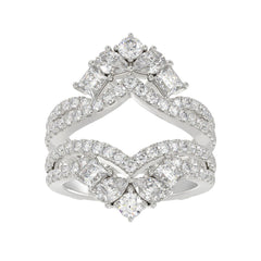 LADIES WRAP RING 2 1/2CT ROUND/PRINCESS/PEAR DIAMOND 14K WHITE GOLD