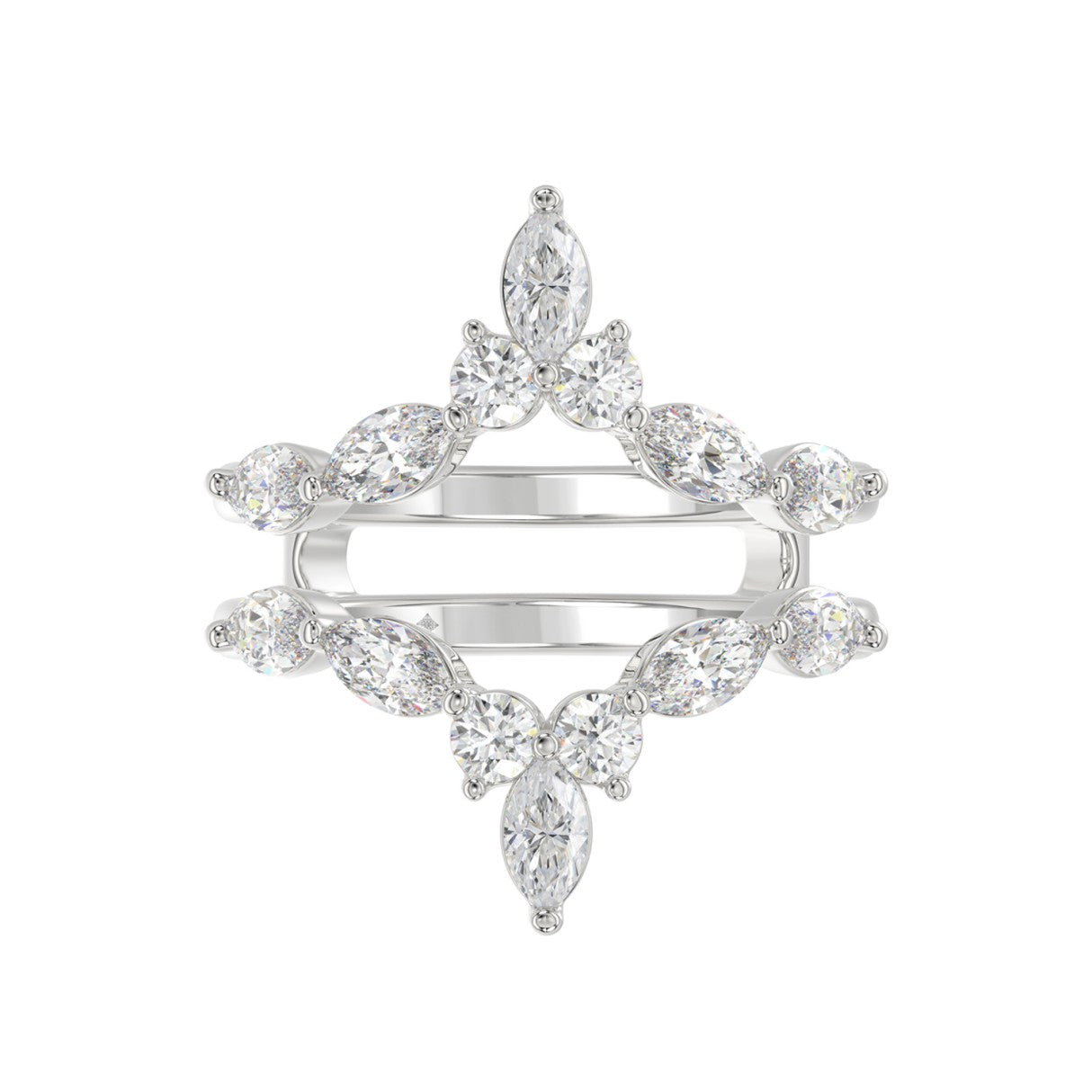 LADIES ENHANCERS RING 1 1/4CT ROUND/MARQUISE DIAMOND 14K WHITE GOLD