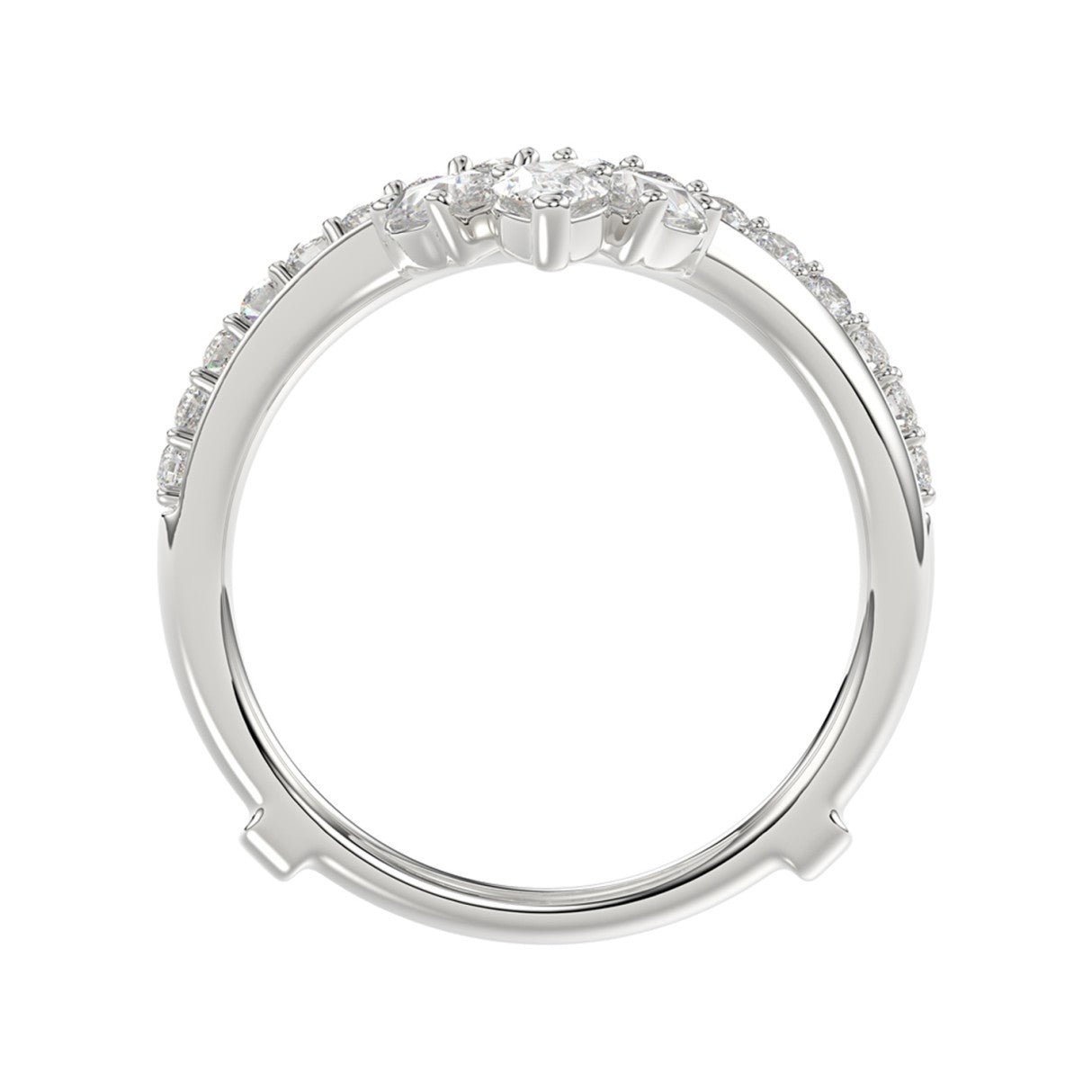 14K WHITE GOLD 1 1/4CT ROUND/PEAR DIAMOND LADIES WRAP RING