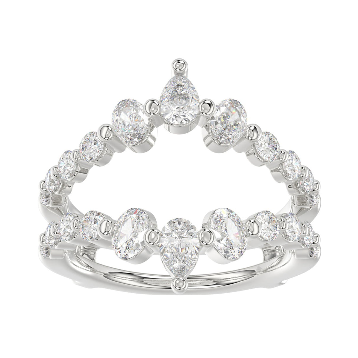 LADIES ENHANCERS RING 1 1/2CT ROUND/PEAR/OVAL DIAMOND 14K WHITE GOLD