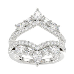 14K WHITE GOLD 1 3/4CT ROUND/EMERALD/PEAR/OVAL DIAMOND LADIES RING