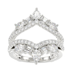 14K WHITE GOLD 1 3/4CT ROUND/EMERALD/PEAR/OVAL DIAMOND LADIES RING