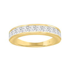 14K Yellow Gold 1 1/2Ct Princess Cut Diamond Ladies Wedding Band Ring