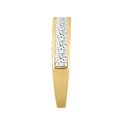 14K Yellow Gold 1 1/2Ct Princess Cut Diamond Ladies Wedding Band Ring