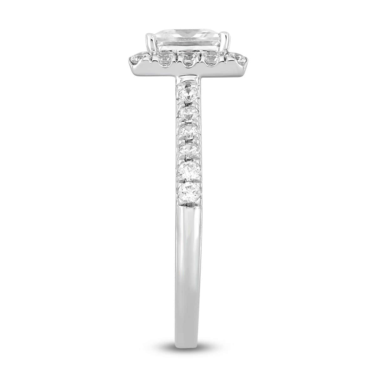 LADIES RING 1 1/2CT ROUND/PRINCESS DIAMOND 14K WHITE GOLD (CENTER STONE PRINCESS DIAMOND 1CT)