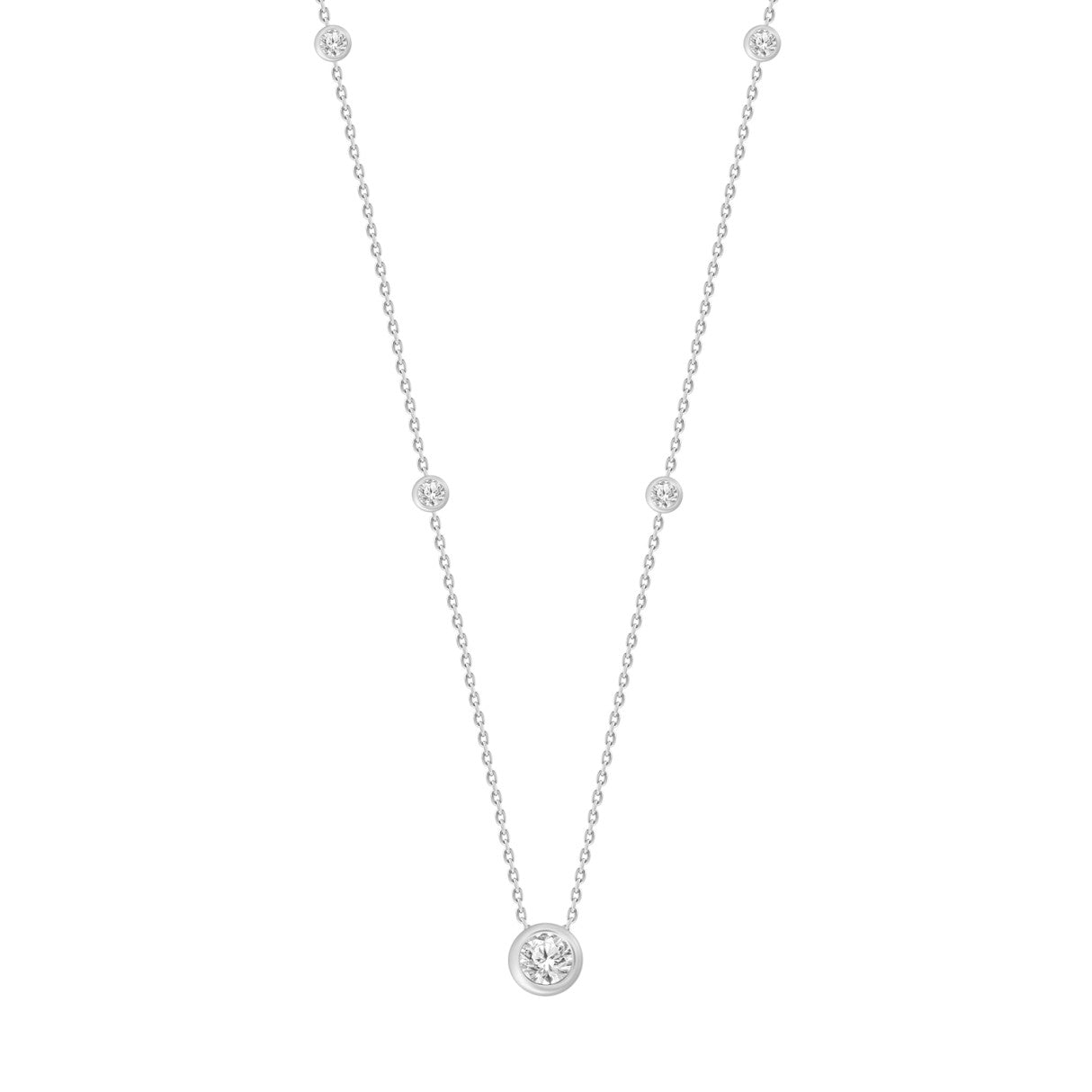 LADIES NECKLACE 1 5/8CT ROUND DIAMOND 14K WHITE GOLD