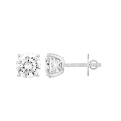 LADIES SOLITAIRE EARRINGS  4CT ROUND DIAMOND 14K WHITE GOLD (CENTER STONE  ROUND DIAMOND 2.00CT)