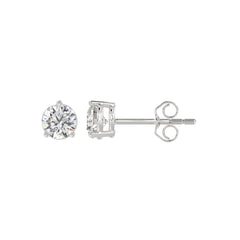 14K WHITE GOLD 1CT ROUND DIAMOND LADIES SOLITAIRE EARRINGS