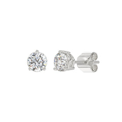 LADIES SOLITAIRE EARRINGS 1 1/2CT ROUND DIAMOND 14K WHITE GOLD 