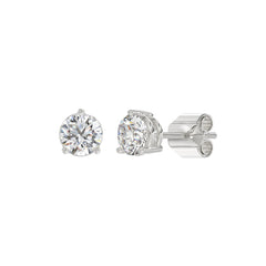 LADIES SOLITAIRE EARRINGS 1 1/2CT ROUND DIAMOND 14K WHITE GOLD 