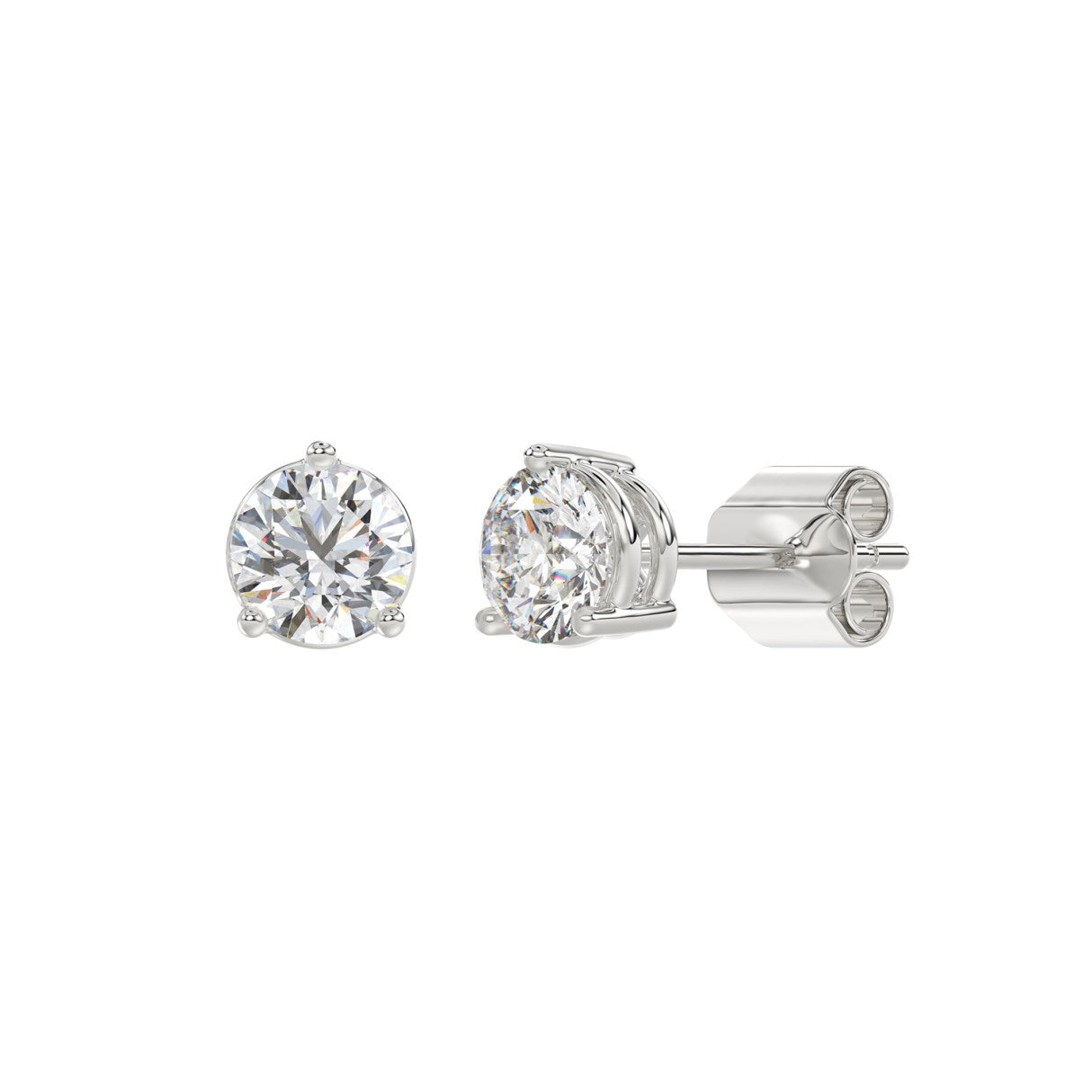 14K WHITE GOLD 2CT ROUND DIAMOND LADIES SOLITAIRE EARRINGS