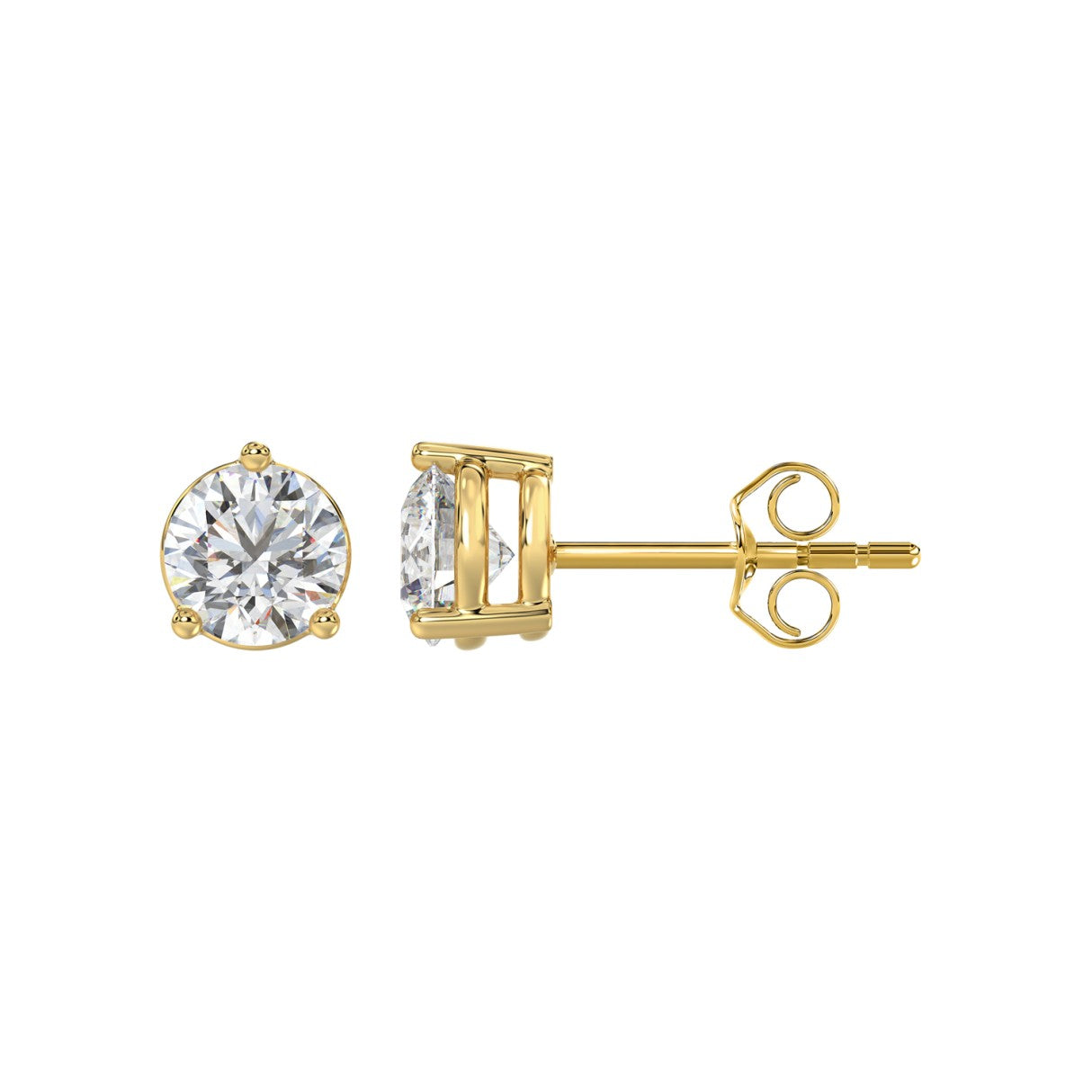 14K YELLOW GOLD 2CT ROUND DIAMOND LADIES SOLITAIRE EARRINGS