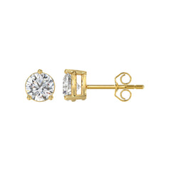 14K YELLOW GOLD 2CT ROUND DIAMOND LADIES SOLITAIRE EARRINGS 