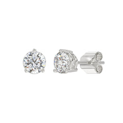 LADIES SOLITAIRE EARRINGS 2 1/2CT ROUND DIAMOND 14K WHITE GOLD