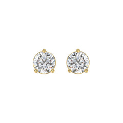 LADIES SOLITAIRE EARRINGS 2 1/2CT ROUND DIAMOND 14K YELLOW GOLD