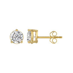LADIES SOLITAIRE EARRINGS 2 1/2CT ROUND DIAMOND 14K YELLOW GOLD