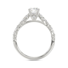 14K White Gold Oval Diamond Ring 1 1/2Ct With Round &amp; Marquise Side Diamonds 1.00Ct Center Stone Oval Diamond For Women Fine Jewelry Gift For Her (Color F-G Clarity Vs1/Vs2)