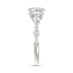 14K White Gold Oval Diamond Ring 1 1/2Ct With Round & Marquise Side Diamonds 1.00Ct Center Stone Oval Diamond For Women Fine Jewelry Gift For Her (Color F-G Clarity Vs1/Vs2)