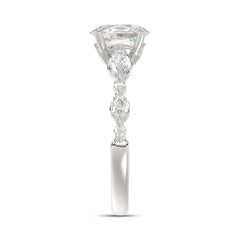 14K White Gold Oval Diamond Ring 1 1/2Ct With Round &amp; Marquise Side Diamonds 1.00Ct Center Stone Oval Diamond For Women Fine Jewelry Gift For Her (Color F-G Clarity Vs1/Vs2)