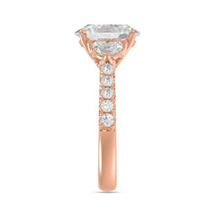 14K ROSE GOLD 3.00CT ROUND/OVAL/HALF MOON DIAMOND LADIES RING (CENTER STONE OVAL DIAMOND 2CT)