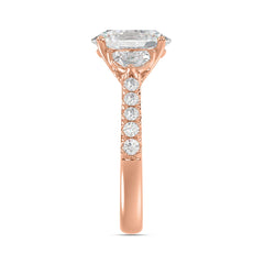 14K ROSE GOLD 3.00CT ROUND/OVAL/HALF MOON DIAMOND LADIES RING (CENTER STONE OVAL DIAMOND 2CT)