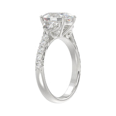 LADIES RING 3CT ROUND/OVAL/HALF MOON DIAMOND 14K WHITE GOLD (CENTER STONE OVAL DIAMOND 2CT )
