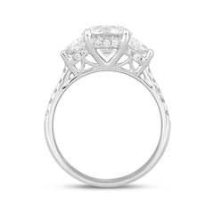 LADIES RING 3CT ROUND/TRAPEZOID DIAMOND 14K WHITE GOLD (CENTER STONE ROUND DIAMOND 2CT )