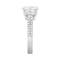 LADIES Engagement RING 3CT ROUND/OVAL/HALF MOON DIAMOND 14K WHITE GOLD (CENTER STONE OVAL DIAMOND 2CT )