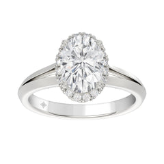 LADIES RING 2 1/6CT ROUND/OVAL DIAMOND 14K WHITE GOLD (CENTER STONE OVAL DIAMOND 2CT )