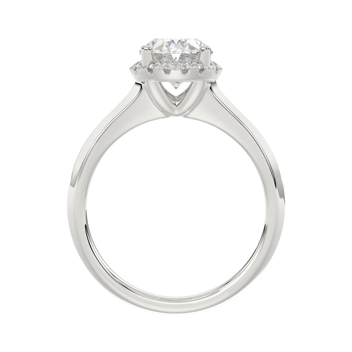 LADIES RING 2 1/6CT ROUND/OVAL DIAMOND 14K WHITE GOLD (CENTER STONE OVAL DIAMOND 2CT )