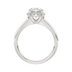 LADIES RING 2 1/6CT ROUND/OVAL DIAMOND 14K WHITE GOLD (CENTER STONE OVAL DIAMOND 2CT )