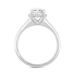 LADIES RING 2 1/6CT ROUND/OVAL DIAMOND 14K WHITE GOLD (CENTER STONE OVAL DIAMOND 2CT )