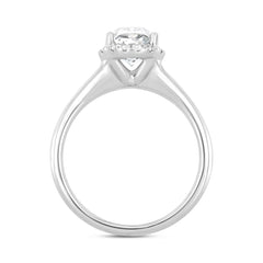 LADIES RING 2 1/6CT ROUND/OVAL DIAMOND 14K WHITE GOLD (CENTER STONE OVAL DIAMOND 2CT )