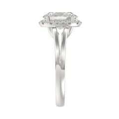 LADIES RING 2 1/6CT ROUND/OVAL DIAMOND 14K WHITE GOLD (CENTER STONE OVAL DIAMOND 2CT )