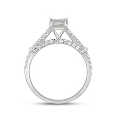 LADIES RING 2CT ROUND/EMERALD DIAMOND 14K WHITE GOLD (CENTER STONE EMERALD DIAMOND 1 1/2CT )
