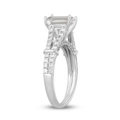 LADIES RING 2CT ROUND/EMERALD DIAMOND 14K WHITE GOLD (CENTER STONE EMERALD DIAMOND 1 1/2CT )