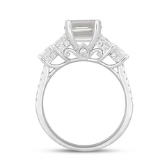 LADIES RING 5CT ROUND/PRINCESS/EMERALD DIAMOND 14K WHITE GOLD (CENTER STONE EMERALD DIAMOND 3CT )