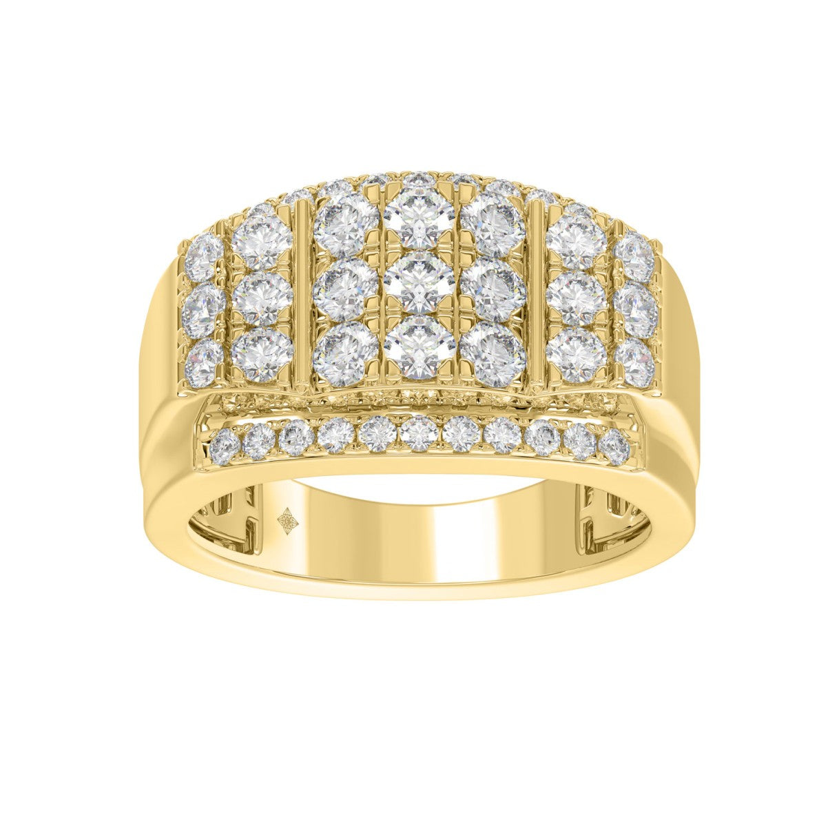 MEN'S RING 2.00CT ROUND DIAMOND 14K YELLOW GOLD 