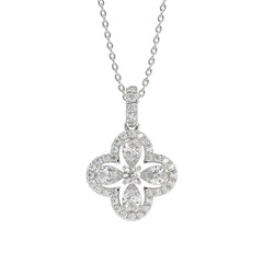 LADIES PENDANT 1CT ROUND/PEAR DIAMOND 14K WHITE GOLD