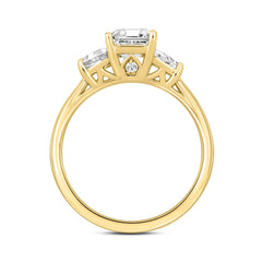 LADIES RING 2 3/4CT ROUND/TRAPEZOID/EMERALD DIAMOND 14K YELLOW GOLD