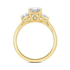 LADIES RING 2 3/4CT ROUND/TRAPEZOID/EMERALD DIAMOND 14K YELLOW GOLD