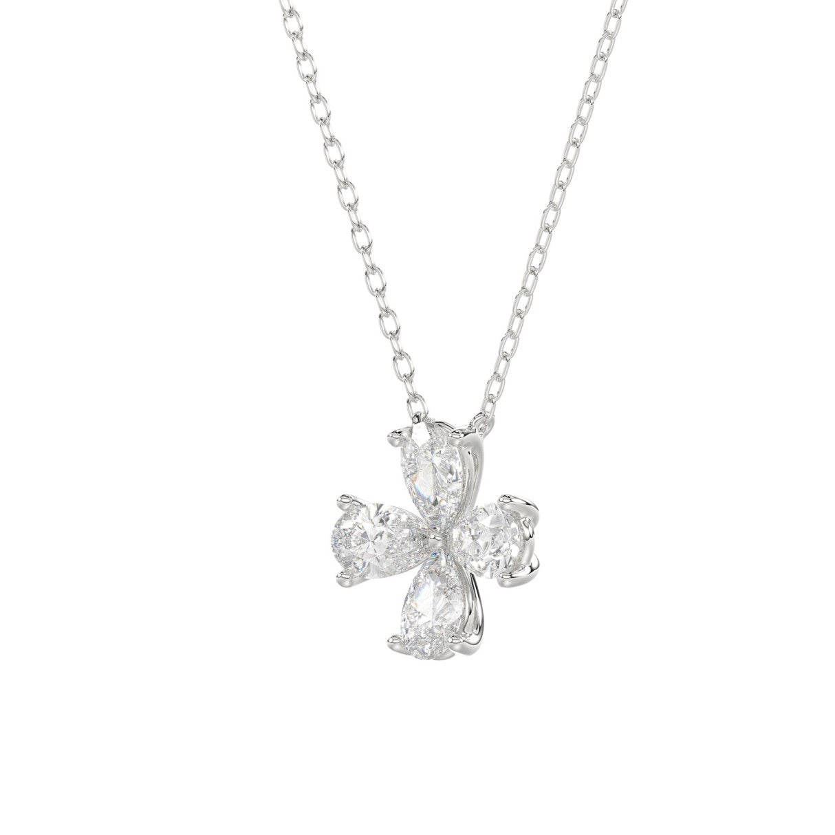 LADIES NECKLACE 1CT PEAR DIAMOND 14K WHITE GOLD