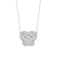Elegant 14K White Gold Butterfly Necklace Featuring 1.00 Ct Lab Grown Round And Pear Diamonds. A Timeless Gift For Women And Everyday Luxury.