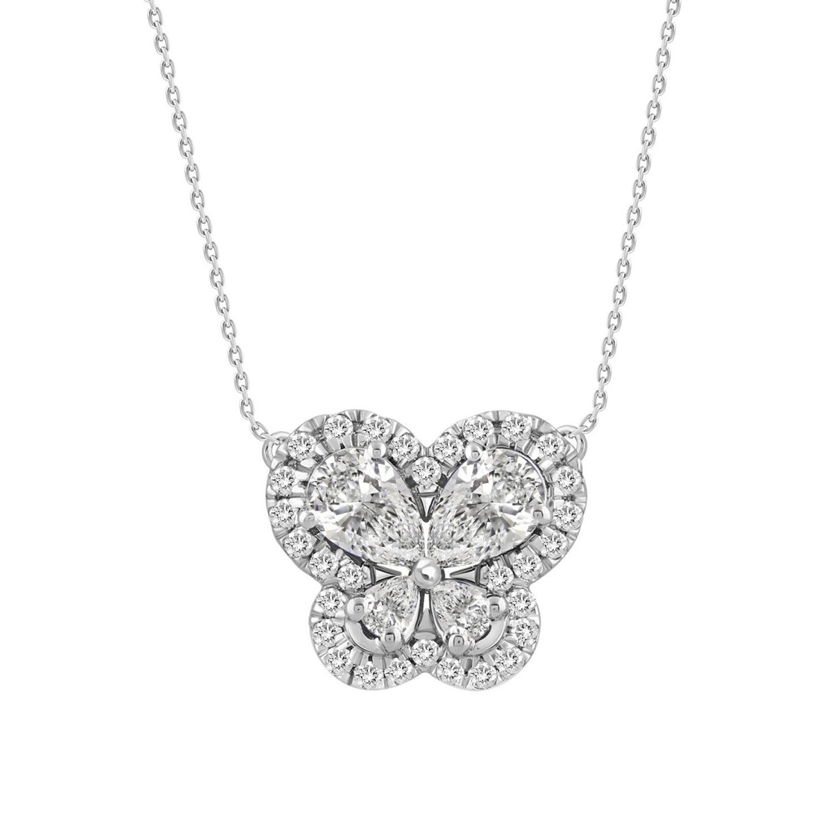 14K WHITE GOLD 1.00CT ROUND/PEAR DIAMOND LADIES PENDANT
