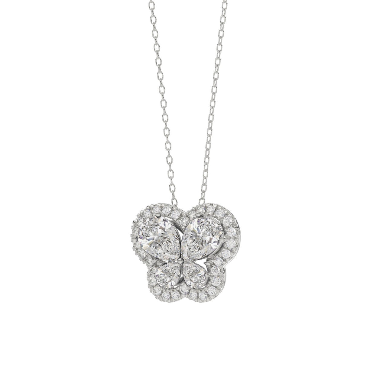 14K WHITE GOLD 1.00CT ROUND/PEAR DIAMOND LADIES PENDANT