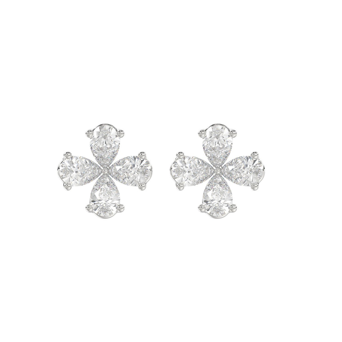 LADIES EARRINGS 1 1/3CT PEAR DIAMOND 14K WHITE GOLD