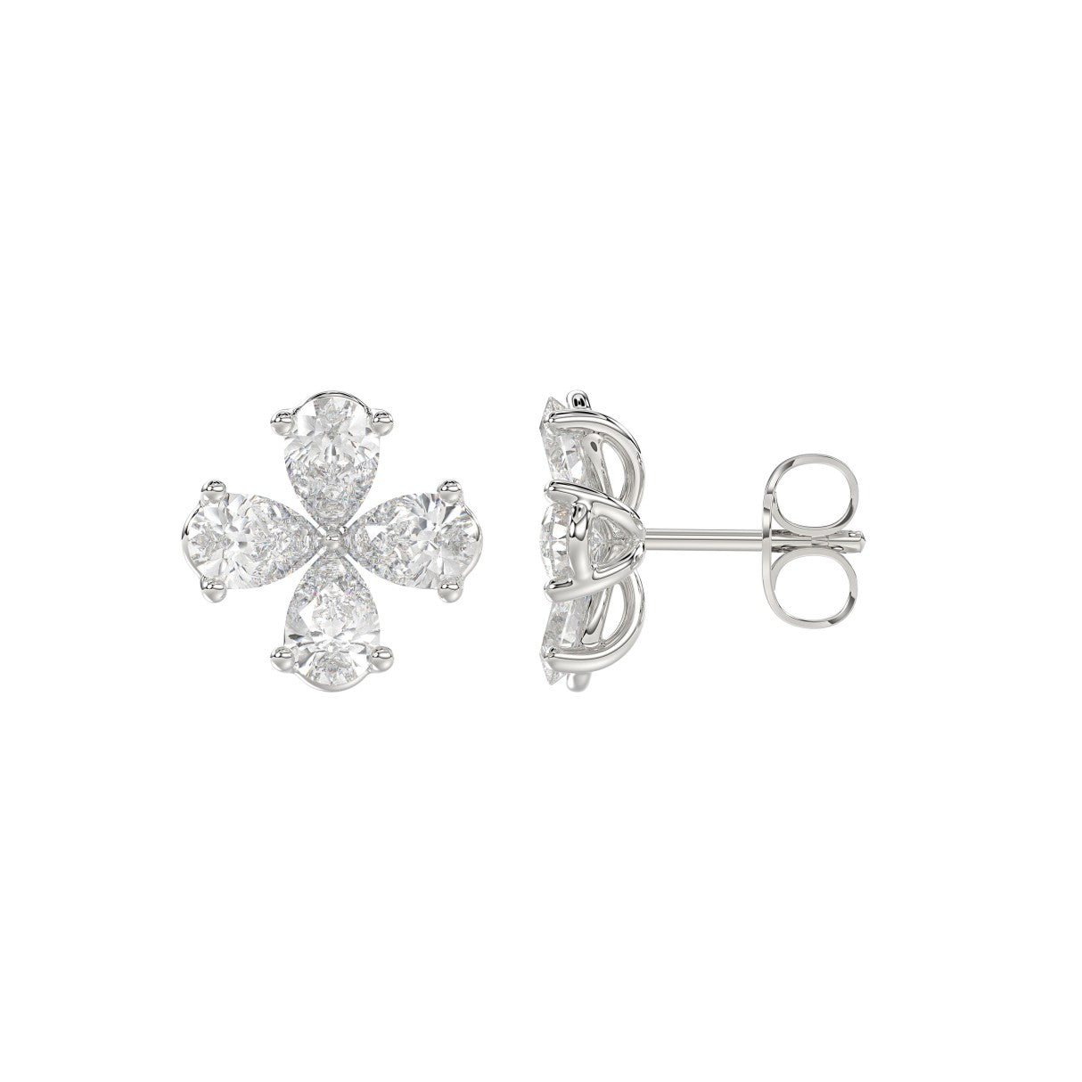 LADIES EARRINGS 1 1/3CT PEAR DIAMOND 14K WHITE GOLD
